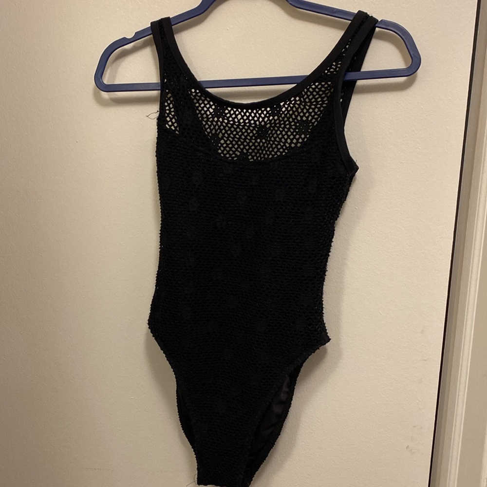 Coastal Zone black crochet swimsuit